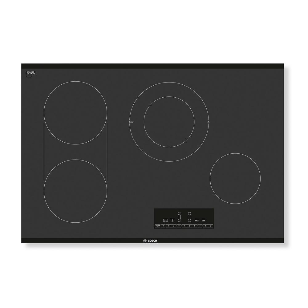 Bosch NET8068UC 800 Series 30 in. Radiant Electric Cooktop in Black with 4 Elements including